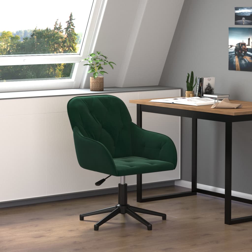 Silla de oficina giratoria de terciopelo verde oscuro oif329837