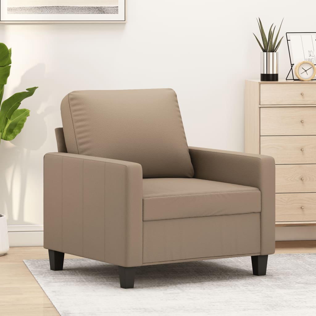 Sillón cuero sintético color capuchino 60 cm qweo4967