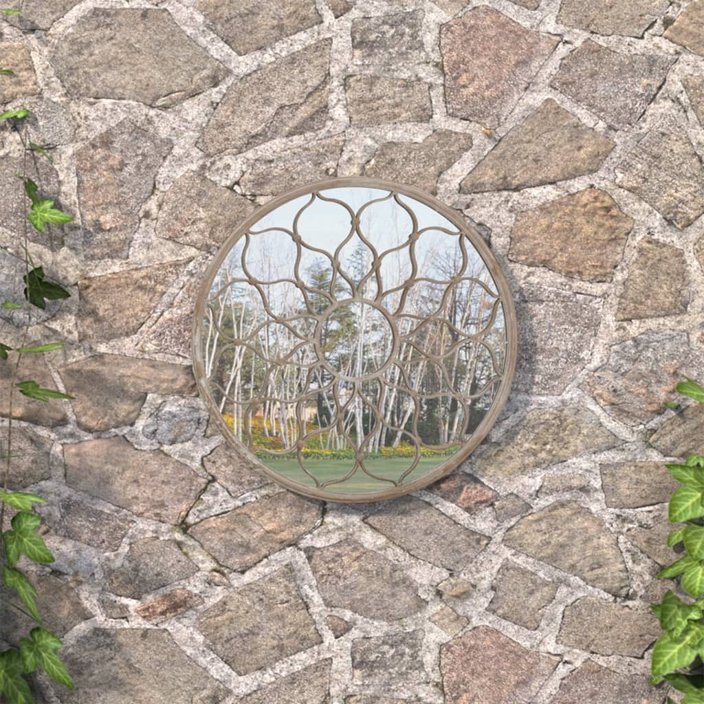 Espejo de jardín redondo hierro arena uso exterior 60x3 cm