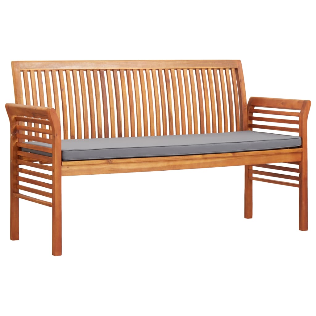 Banco de jardín 3 plazas con cojín madera maciza acacia 150 cm es5867