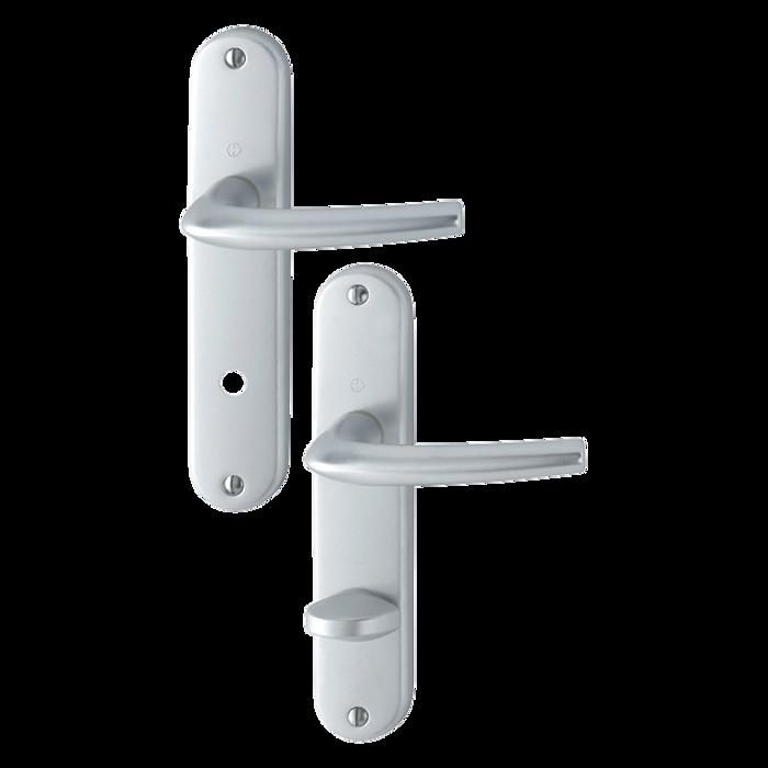 Manilla en placa - aluminio plateado - par - 186x37x8 mm