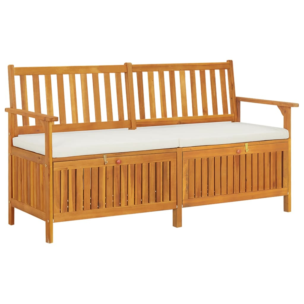 vidaXL banco de almacenaje con cojín madera maciza de acacia 148 cm