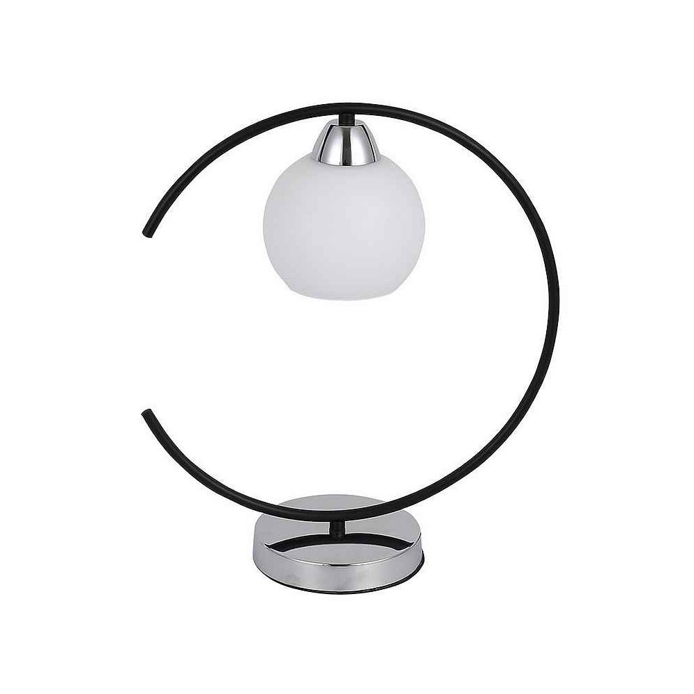 Lámpara de mesa - fuji - metal negro/cromo - pantalla de vidrio blanco - di