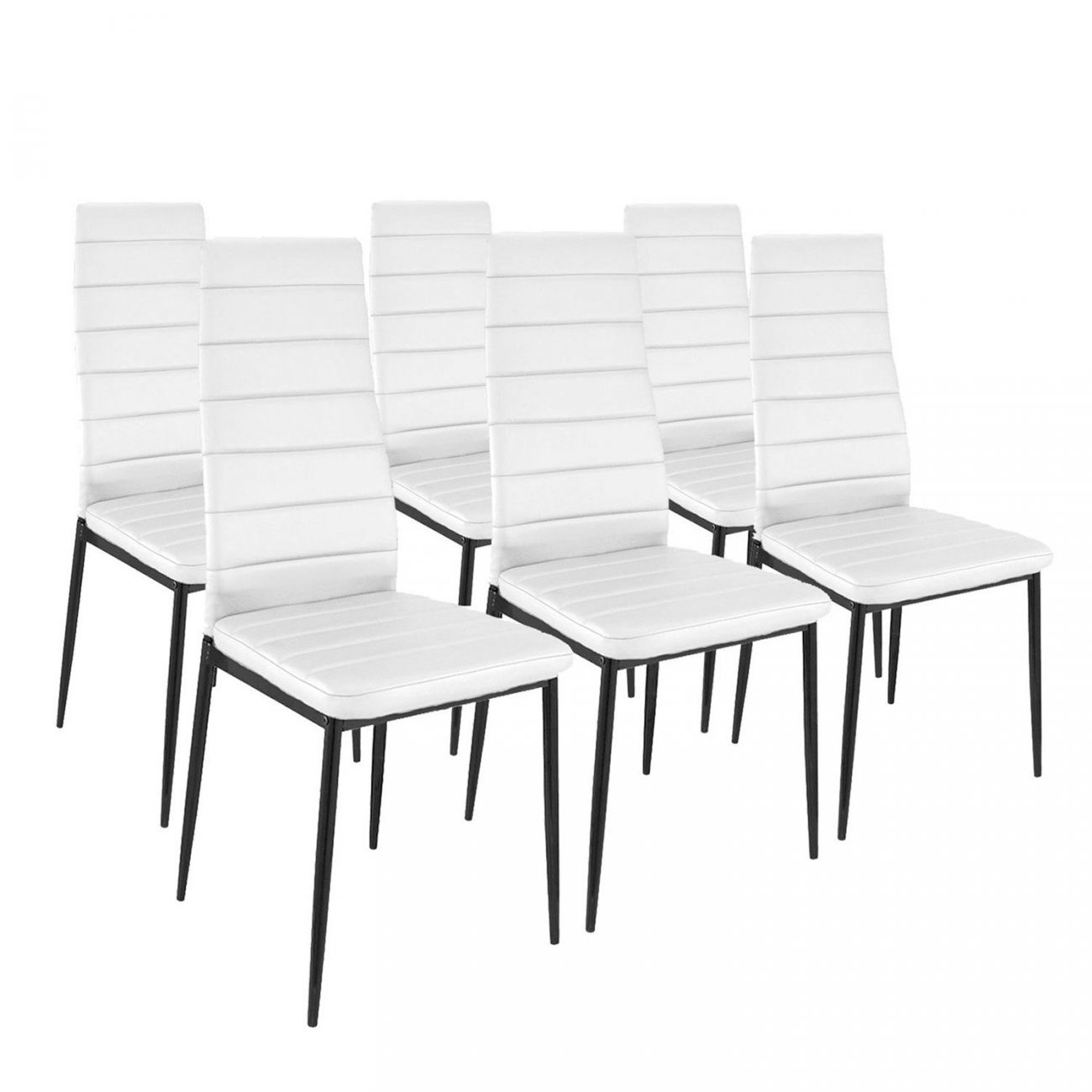 Pack 6 sillas de comedor símil piel 44x42 cm emi blanco - negro