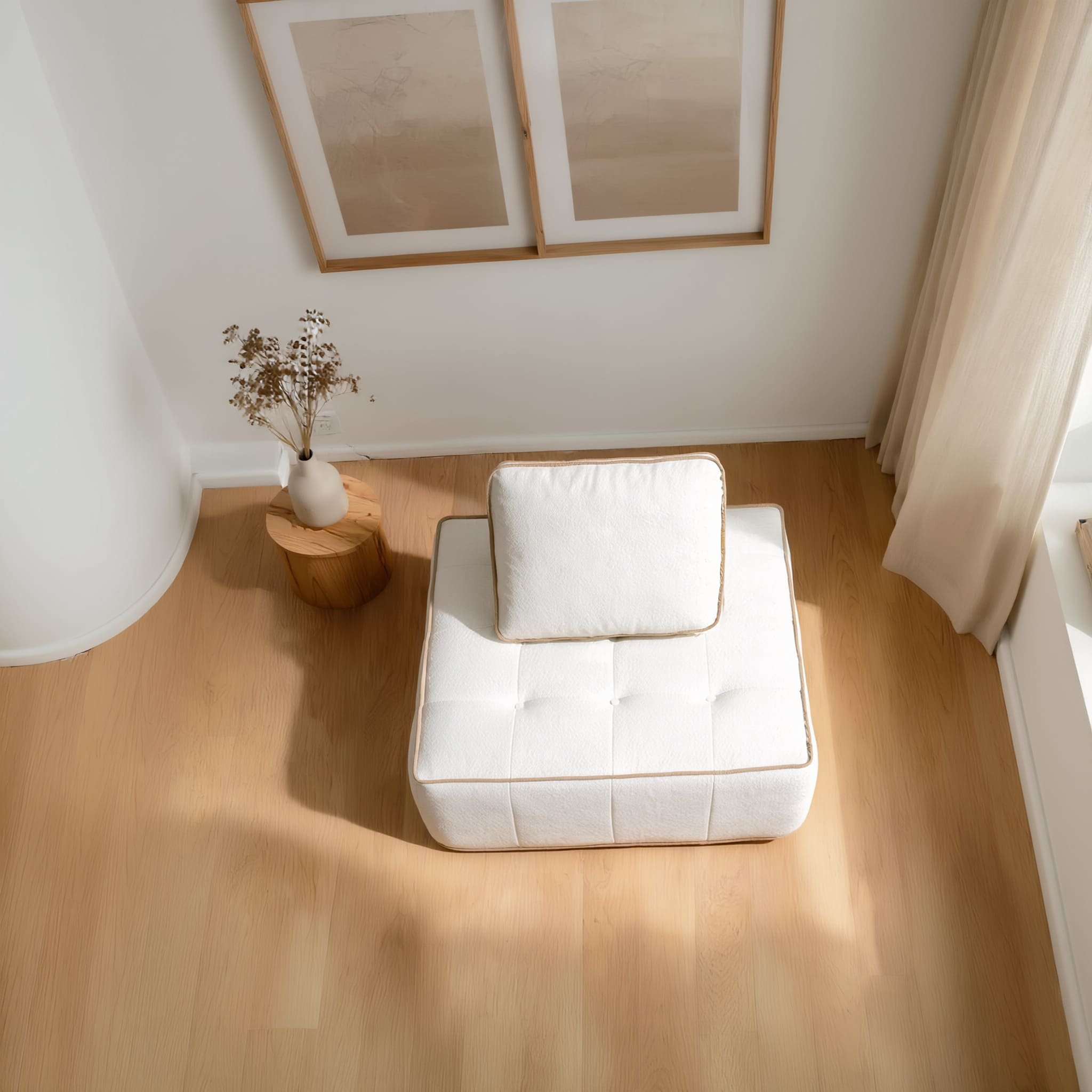 Sillón zen 1 plaza - blanco y arena