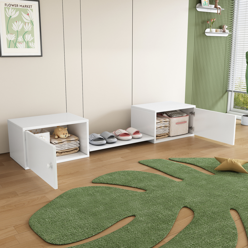 Zapatero banco para entrada 2 puertas blanco 40x189x34,5cm