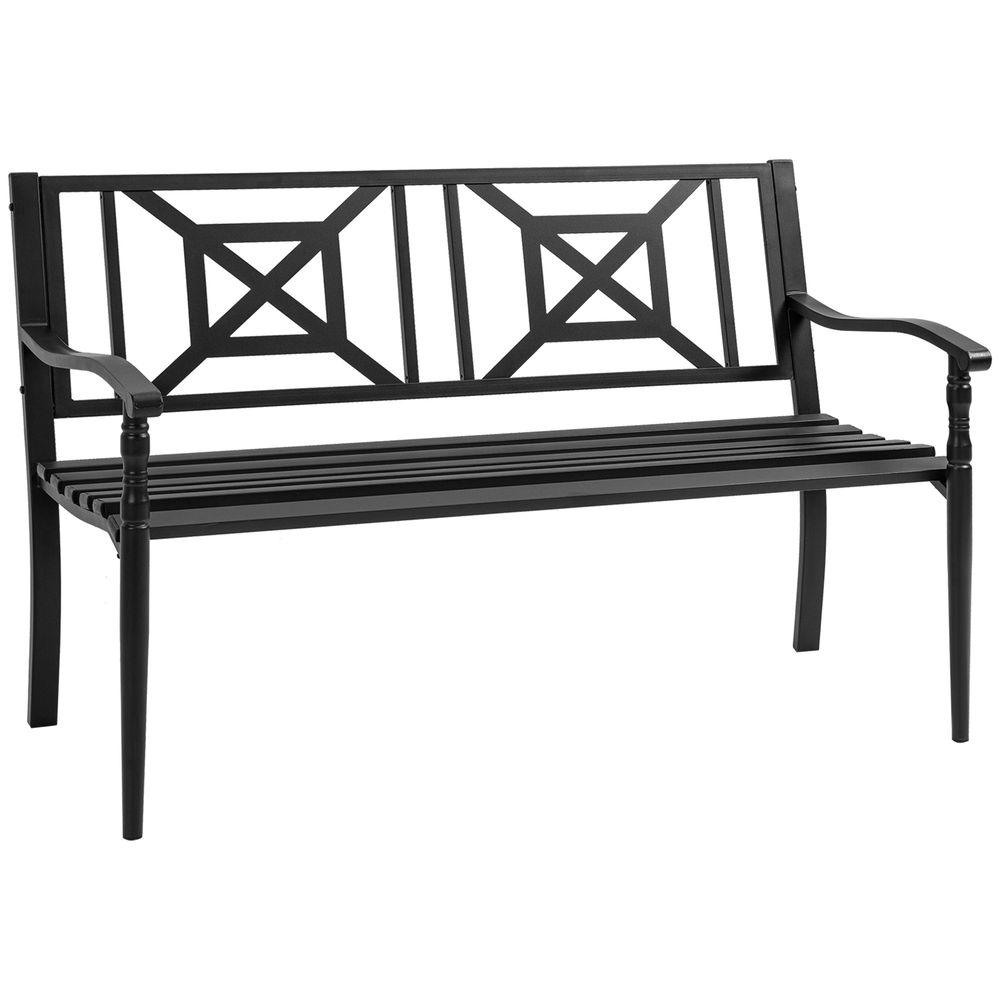 Banco de jardín 128x62.5x81.5 cm acero Outsunny