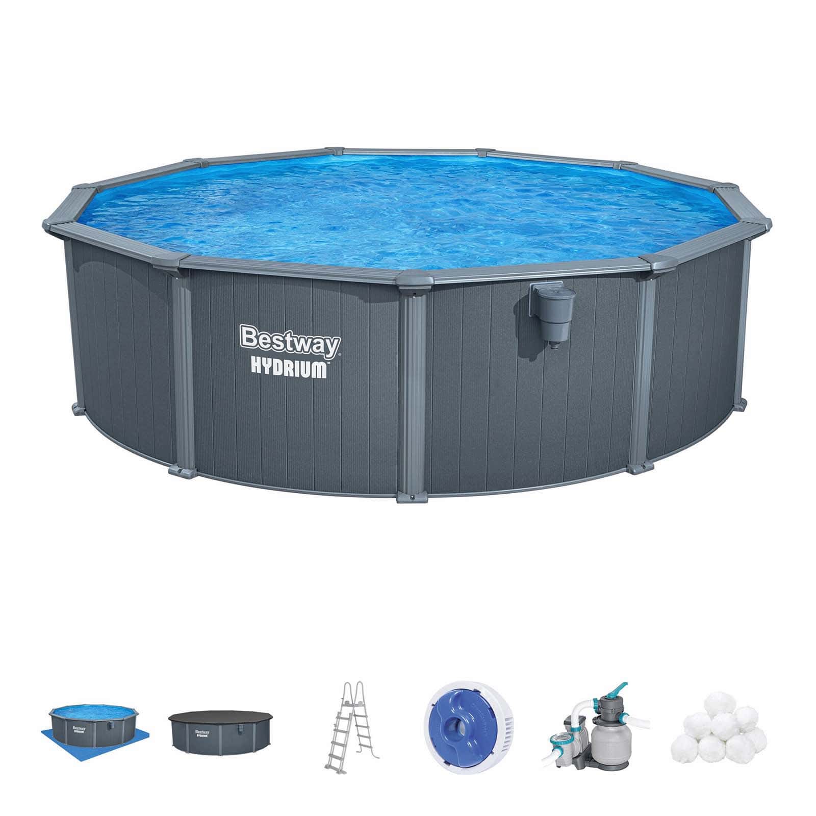 Piscina desmontable redonda de acero Bestway hydrium ø488 x 132 cm con depu