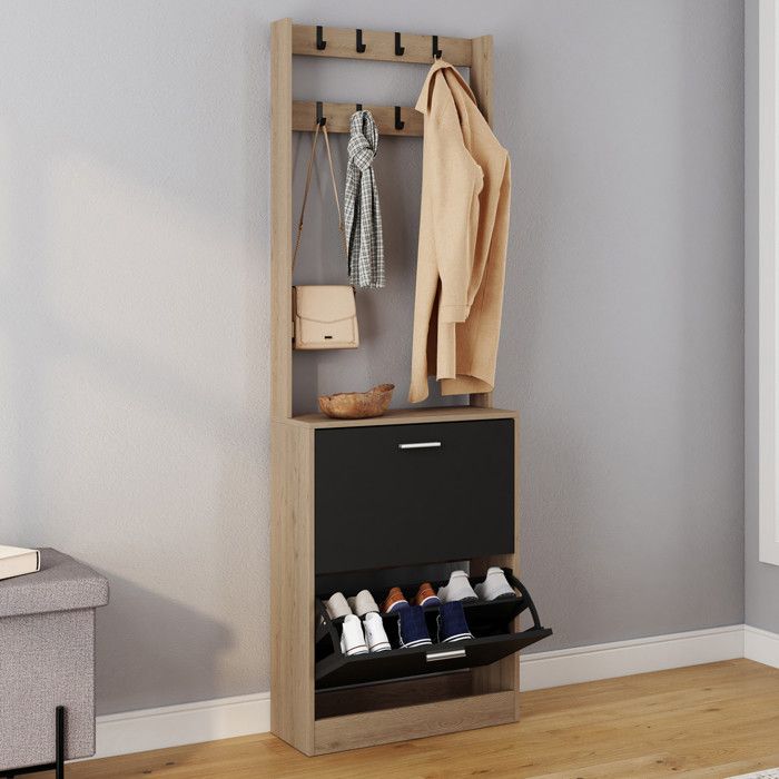 Vestíbulo de entrada de diseño - madera negra - 60 cm
