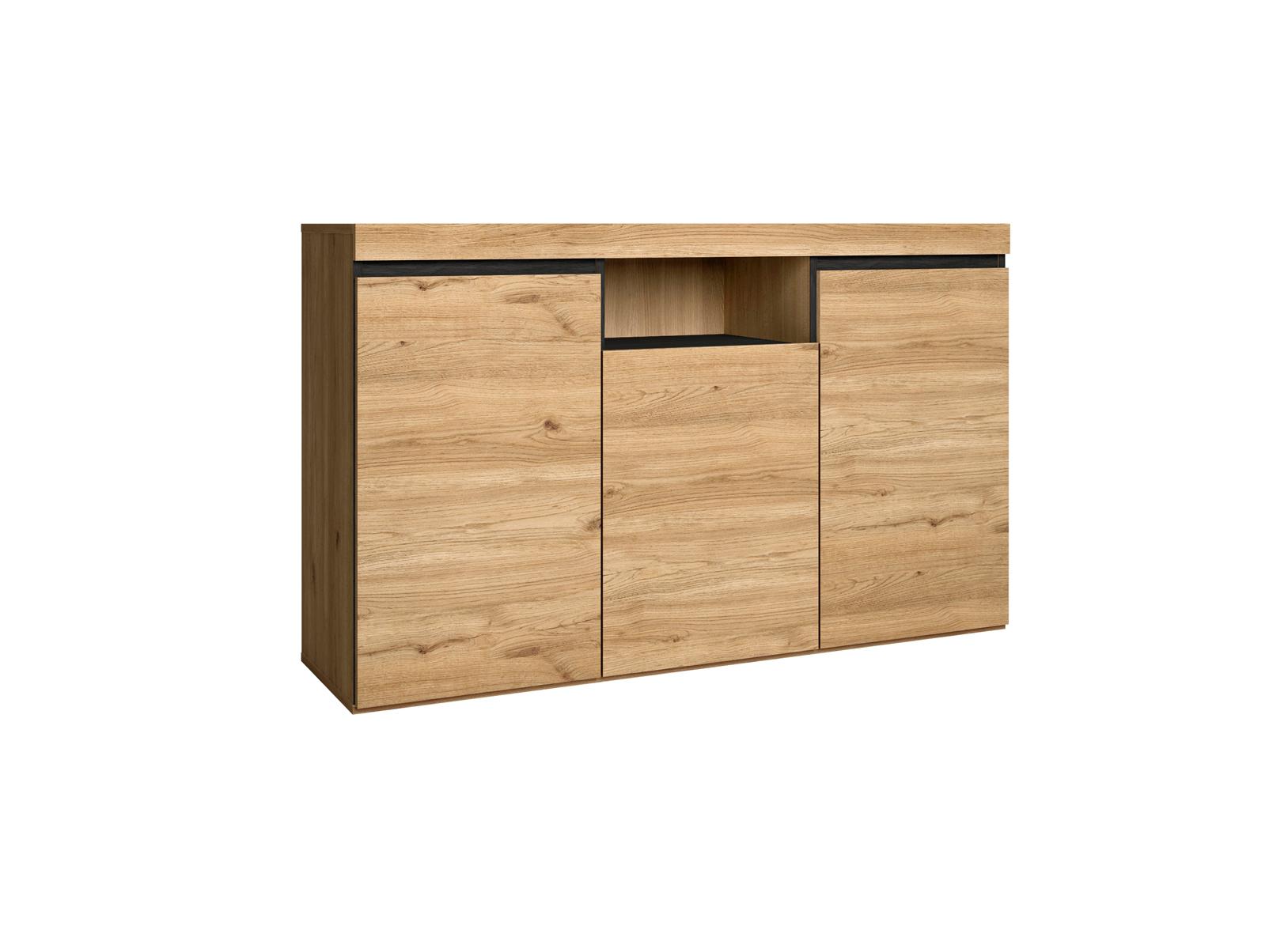Aparador, 140x40x80cm salón comedor despacho color roble/negro rf898