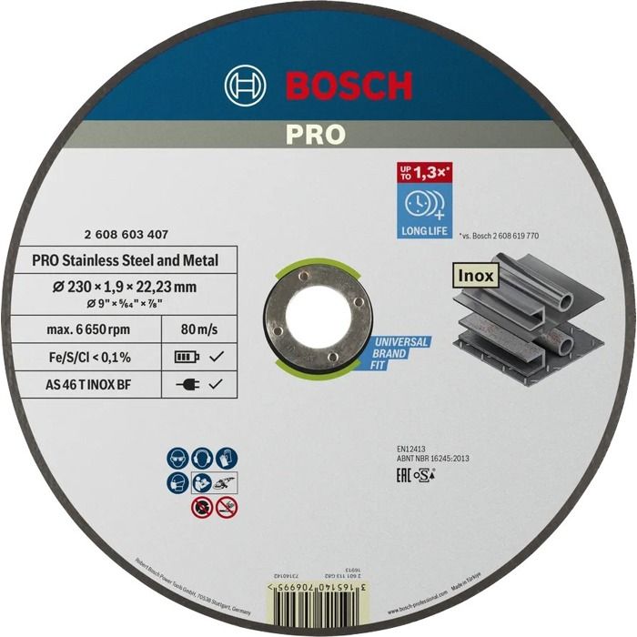 Disco expert para cortar con núcleo plano especial inox ø230x1.9 mm - Bosch