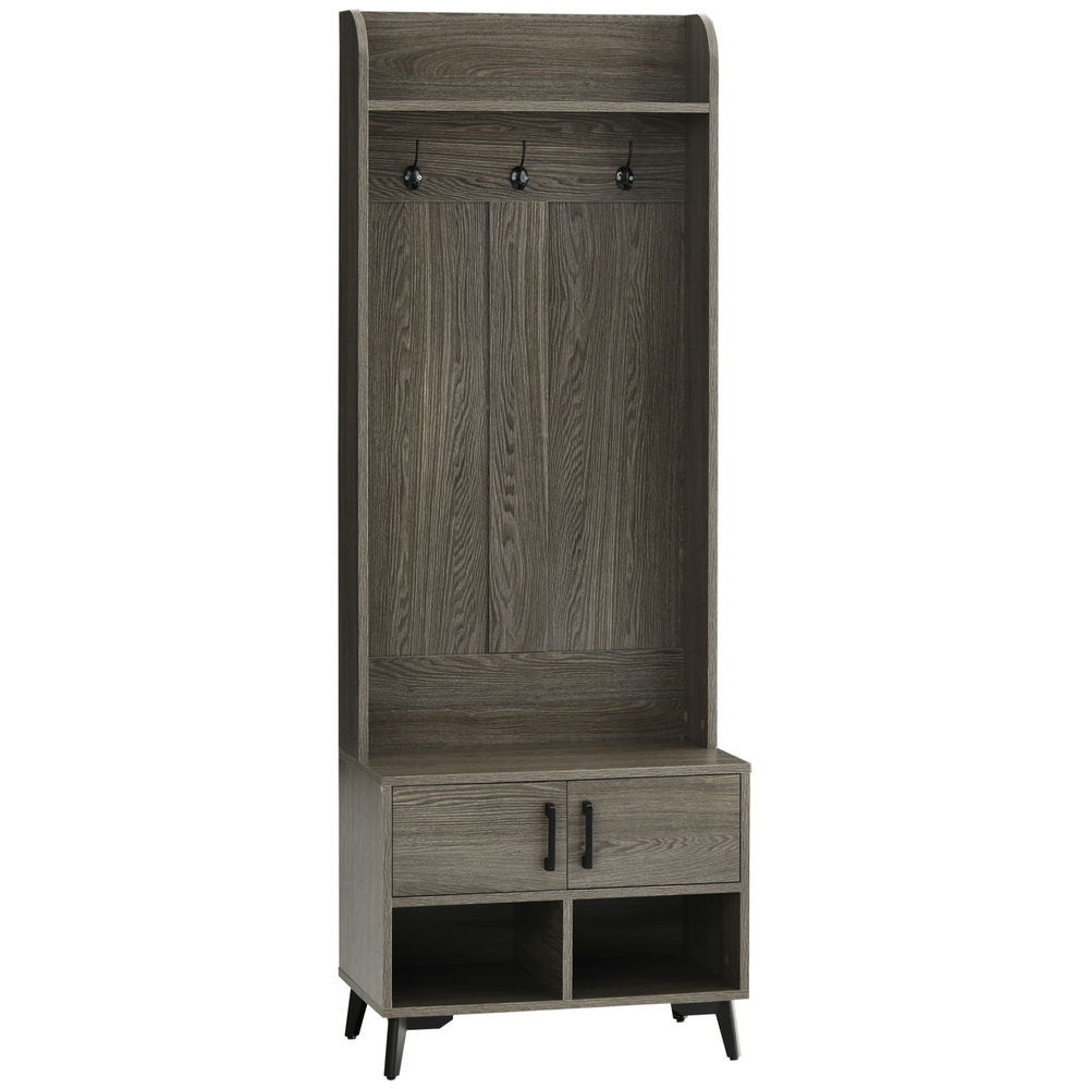 Perchero con zapatero 60x34x170 cm color gris Homcom