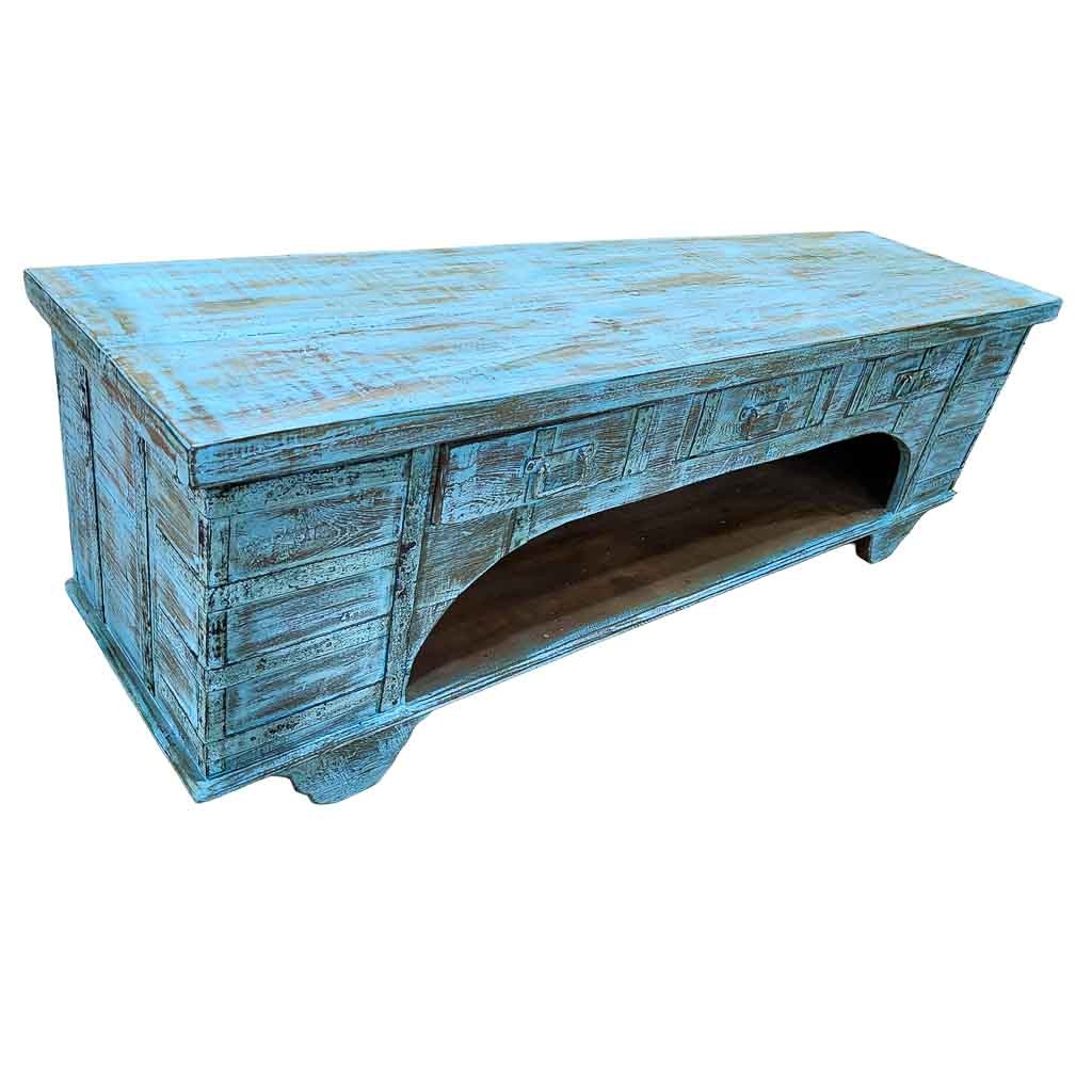 Mueble bajo de madera artesanal 165-175x45x57h cm