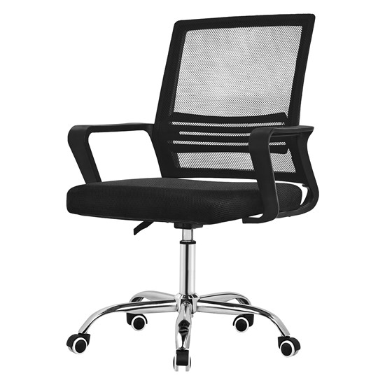 Silla de oficina ergonómica negra, con respaldo de malla transpirable