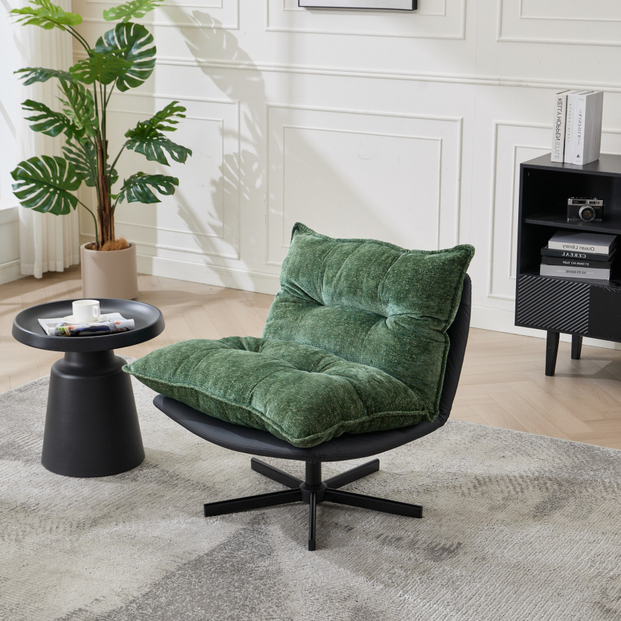 Sillón relax giratorio verde con respaldo reclinable de 3 posiciones