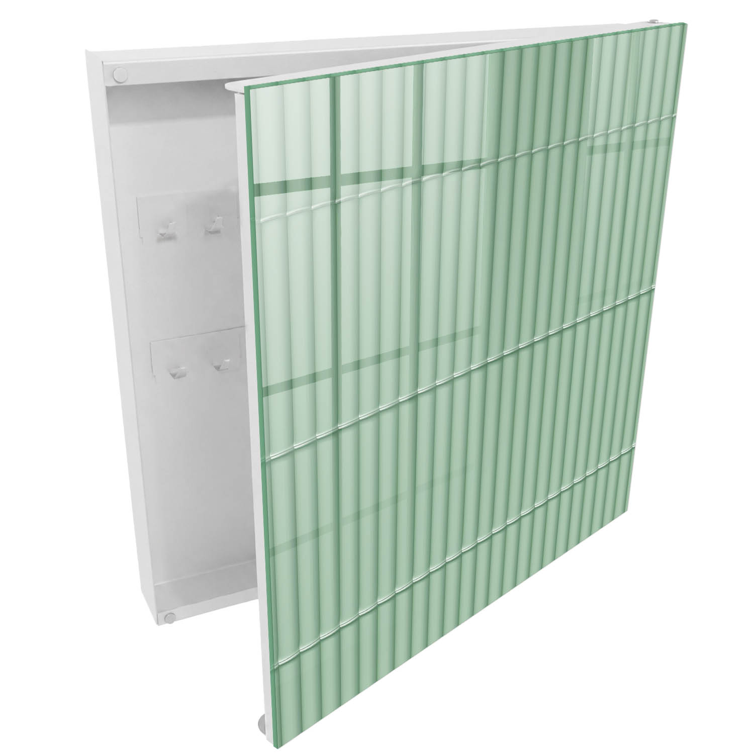 Armario para llaves 30x30x5 rayas verdes, apertura derecha blanca