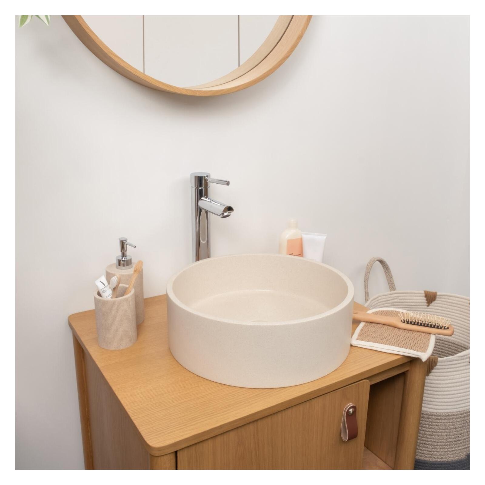 Lavabo de encimera redondo 36x36cm sandy