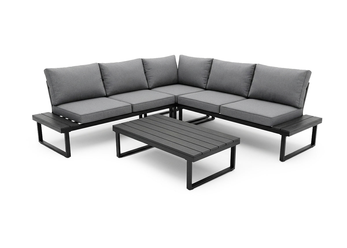 Sofa rinconera tahiti + mesa. Muebles de jardin y terraza, gris