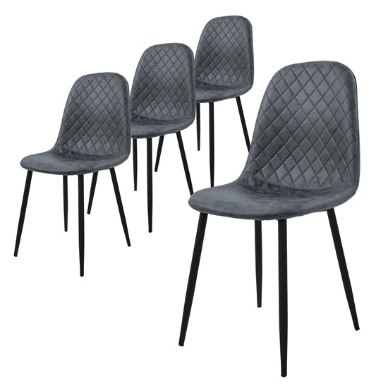Set 4x sillas de comedor de piel sintética antracita asiento ergonómico
