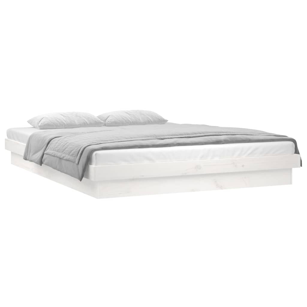 vidaXL estructura cama LED sin colchón madera maciza blanco 120x200 cm