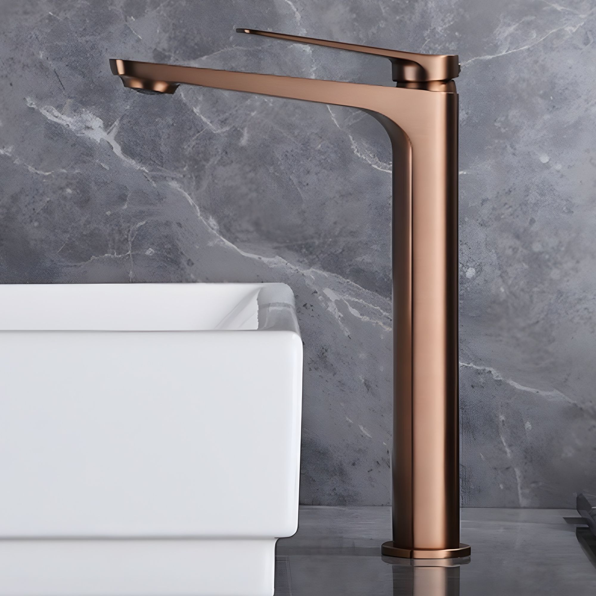 Imex - grifo monomando lavabo caño alto oro rosa serie nápoles
