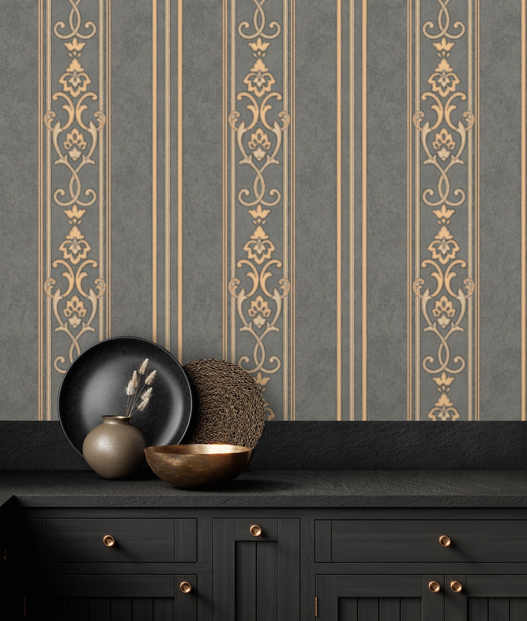Papel pintado gaulan lavable de rayas estilo victoriano con 10.6m²