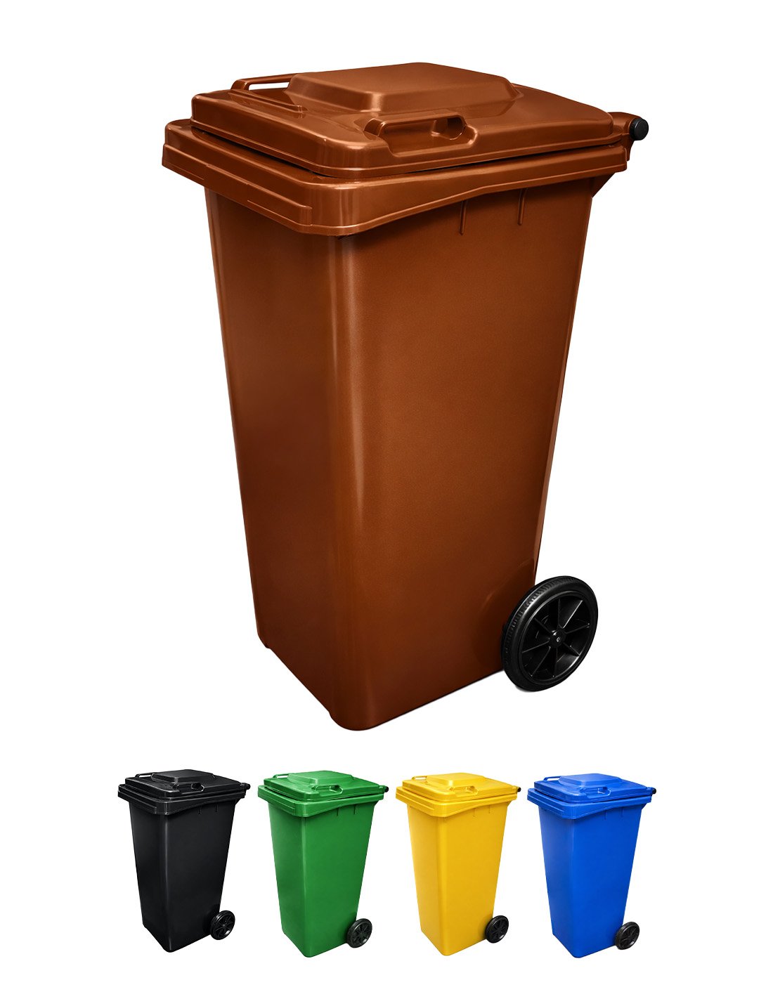 240 l | marrón | contenedor de basura reciclables de colores con ruedas 24