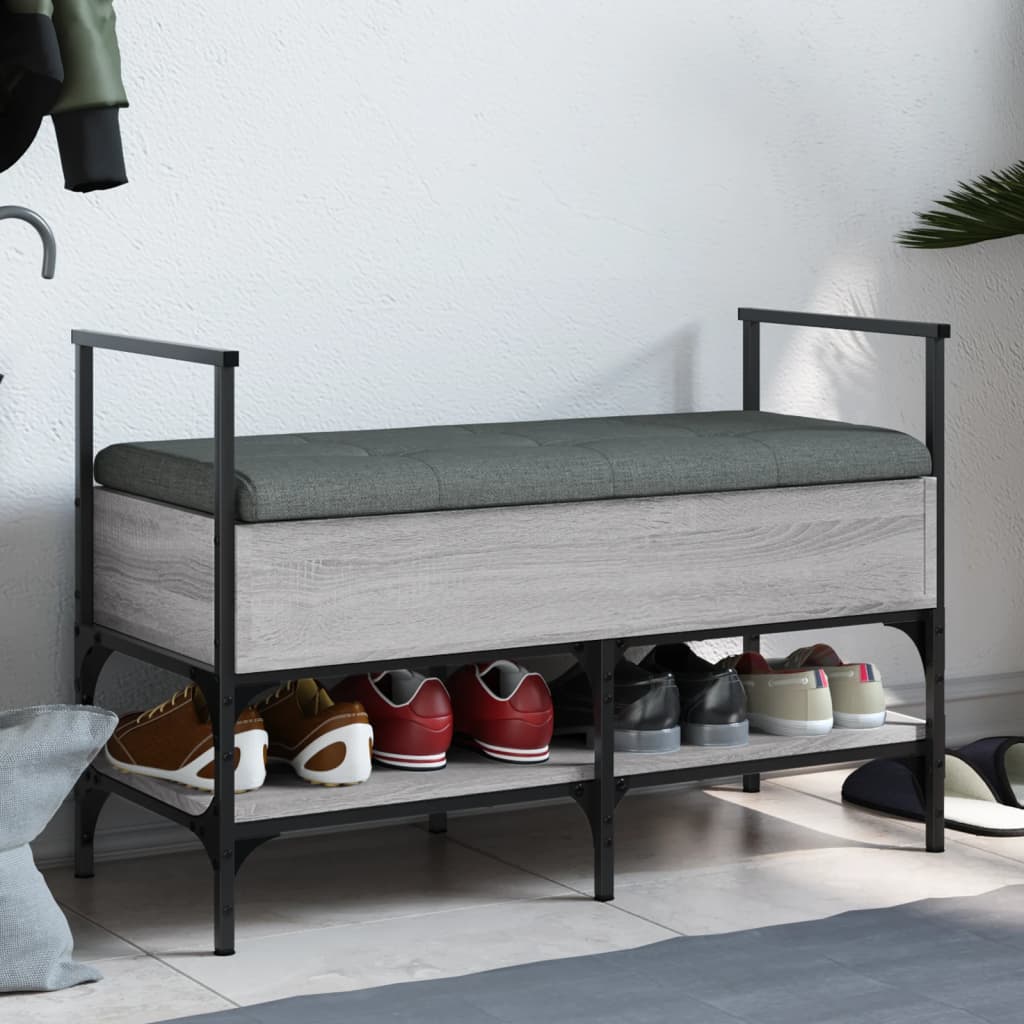 Banco zapatero madera de ingeniería gris sonoma 85,5x42x57,5 cm
