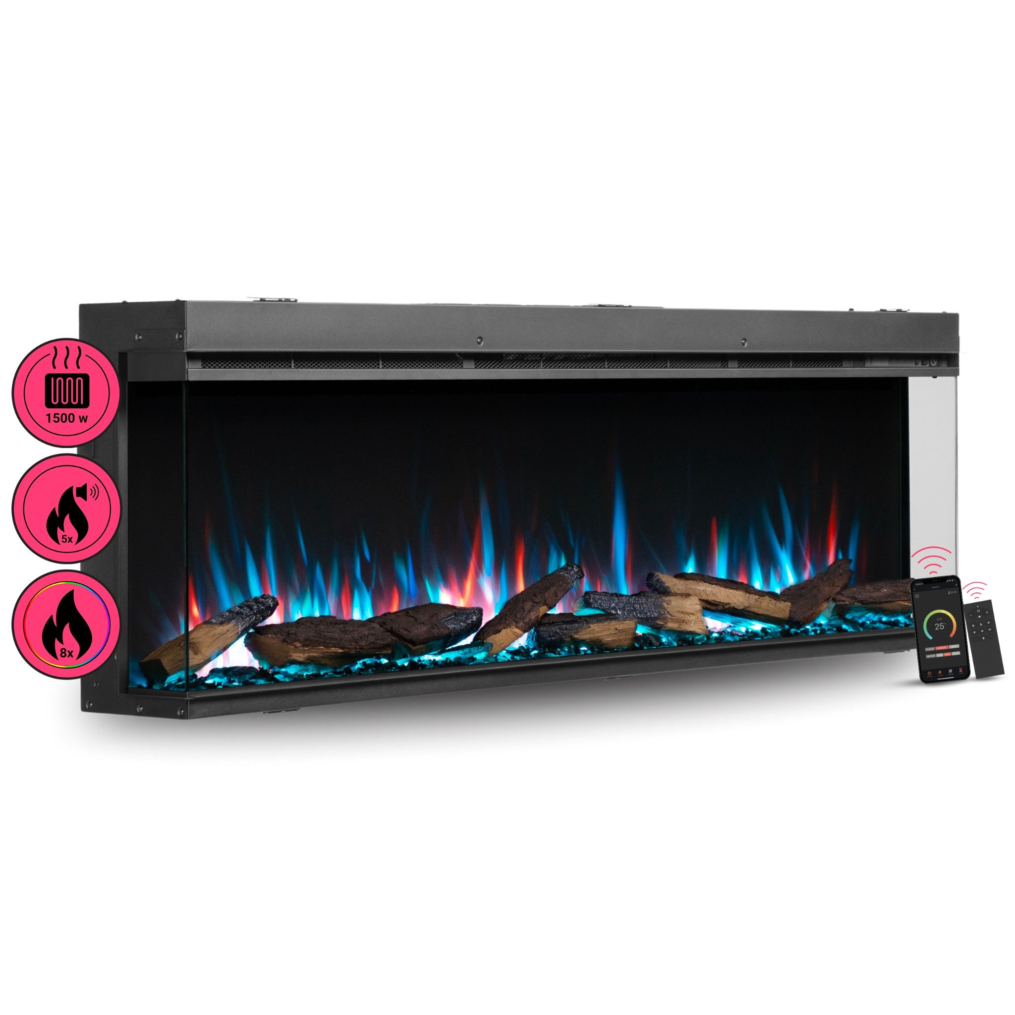 Chimenea eléctrica BALDERIA Athena smart 60 - chimenea empotrable - negro