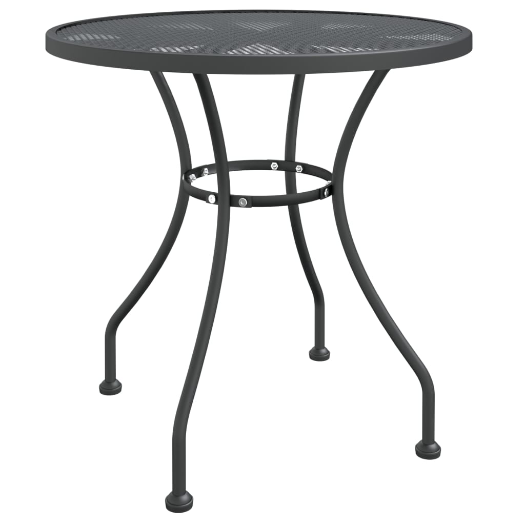 vidaXL mesa de jardín malla metálica expandida antracita ø80x72 cm
