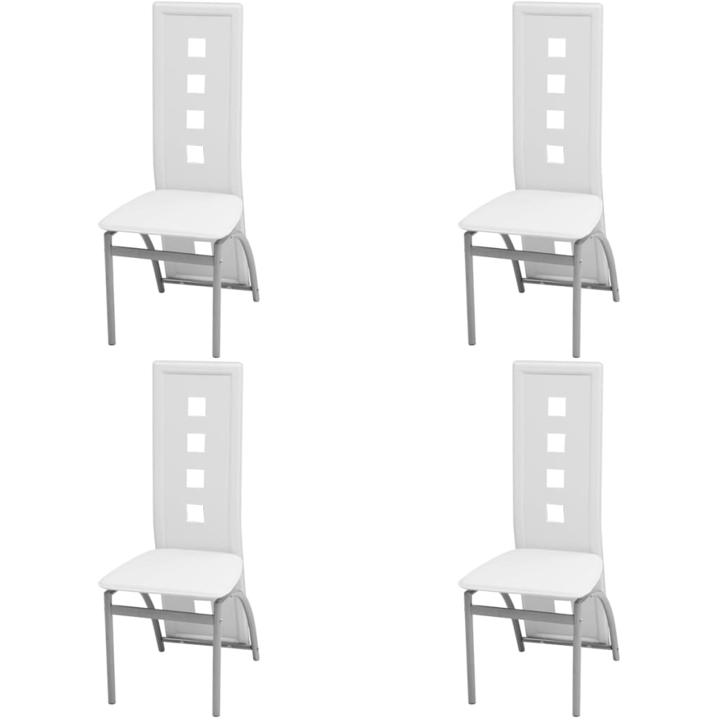 Sillas de comedor 4 unidades cuero sintético blanco qweo9705
