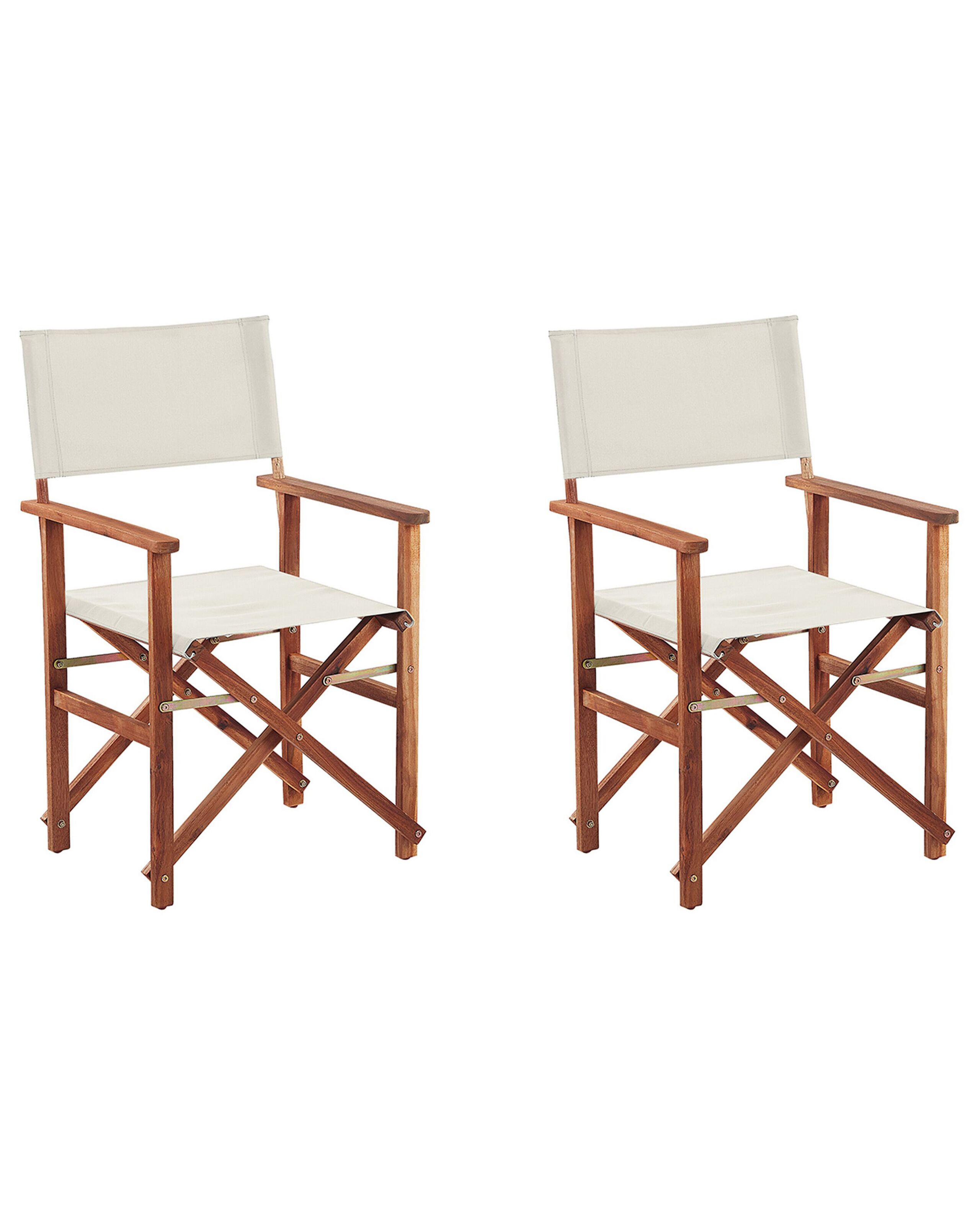Conjunto de 2 sillas de jardín cine madera de acacia blanco crema