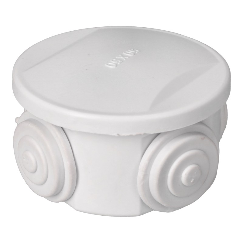 Caja de montaje en superficie. Redonda 50x50mm ip54, 4 entradas.