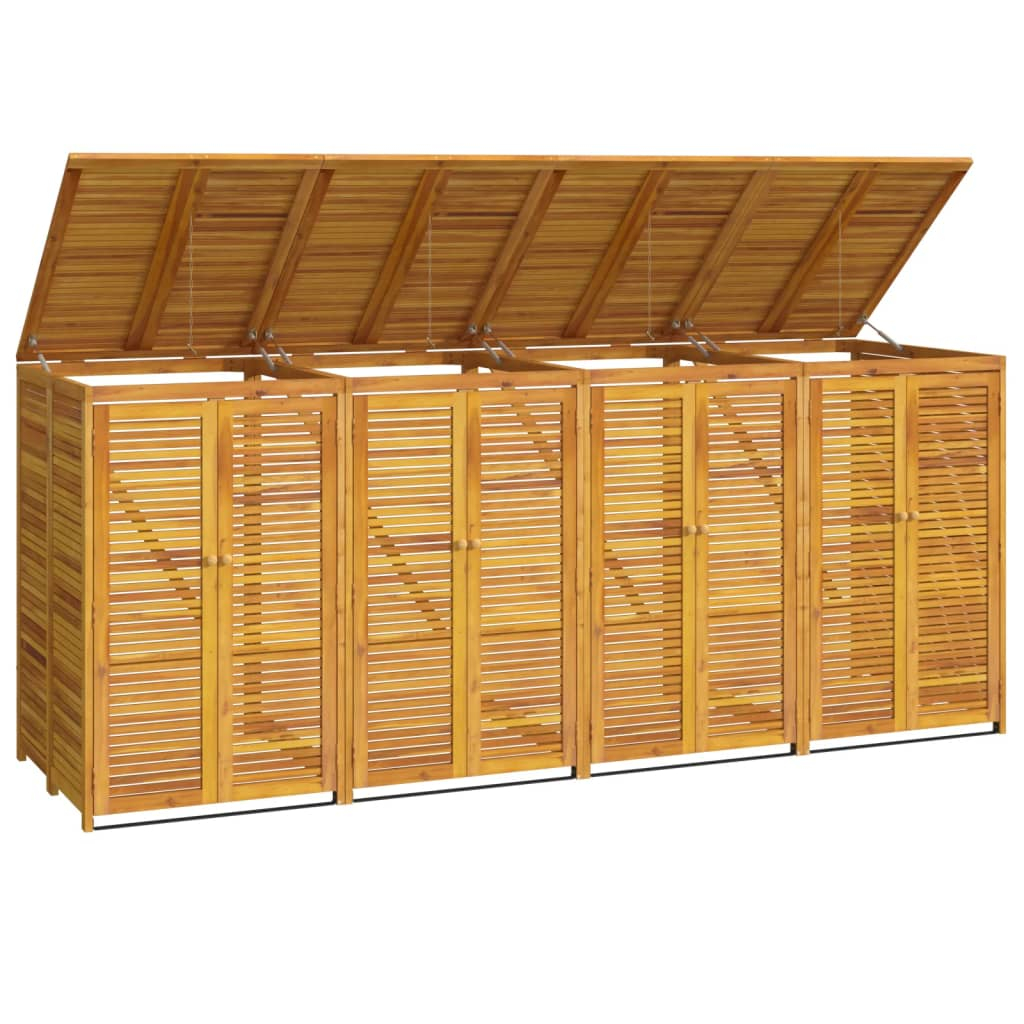 vidaXL cobertizo para 4 cubos de basura madera acacia 280x89x117cm