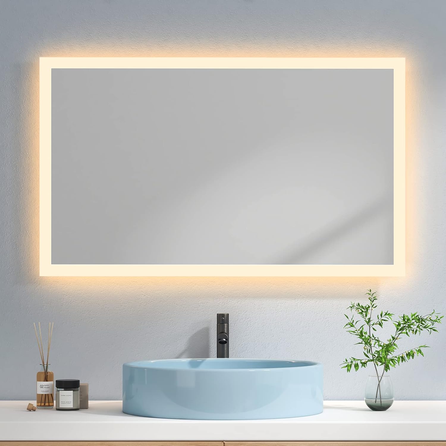 Emke espejo de baño LED 100 x 60 cm, luz cálida