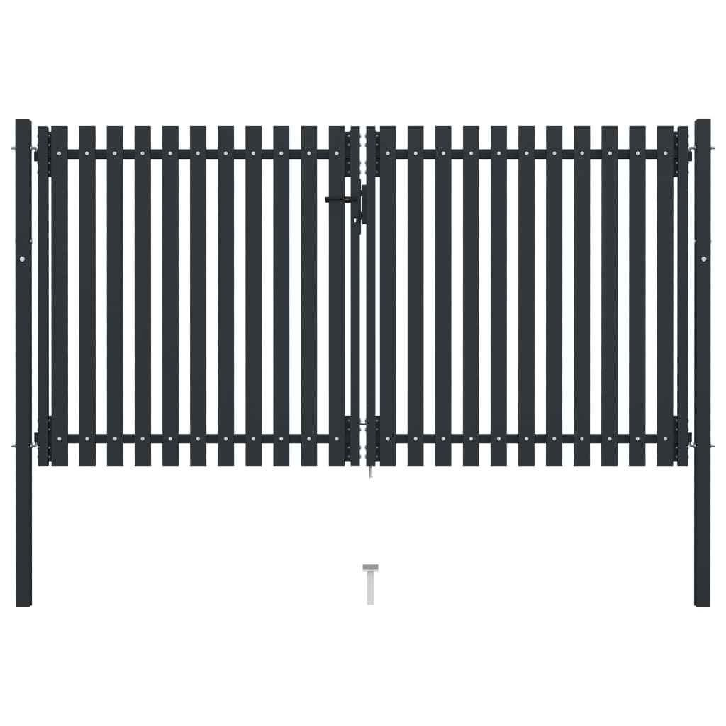 vidaXL puerta doble de acero para valla 300 x 150 cm color antracita