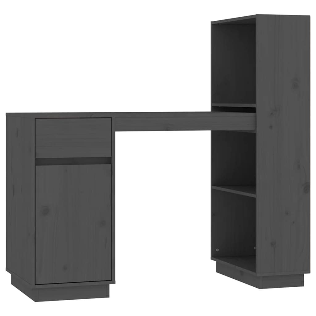 vidaXL escritorio de madera maciza de pino gris 110x53x117 cm