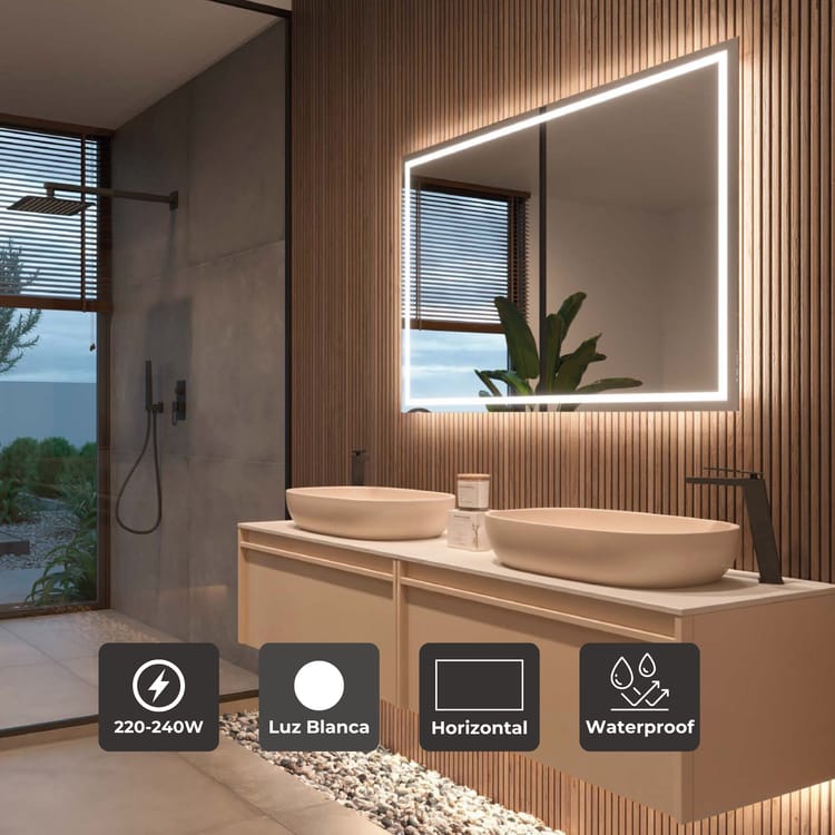 LEDimex-espejo francia 80x80 LED cuadrado luz frontal