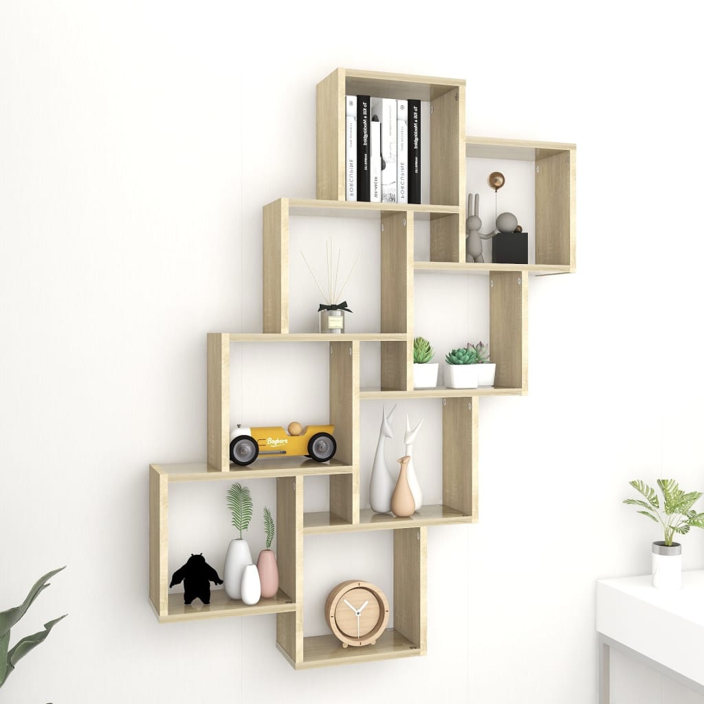 Estante cubo de pared contrachapado roble sonoma 90x15x119 cm