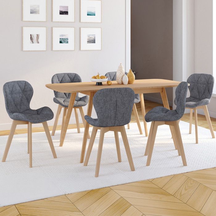 Idmarket lote de 6 sillas de comedor robine en tejido gris