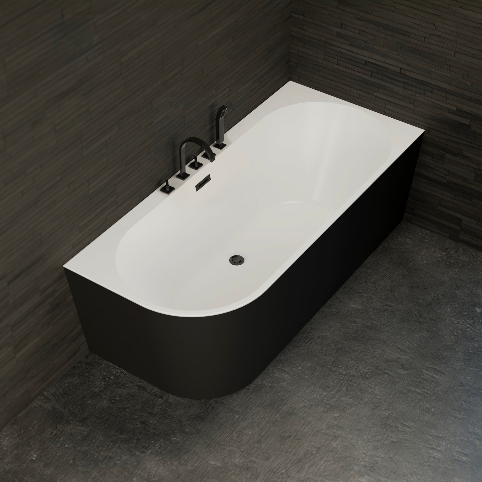 Bañera exenta capri 170 droite noire + robinetterie noire mate 170 x76