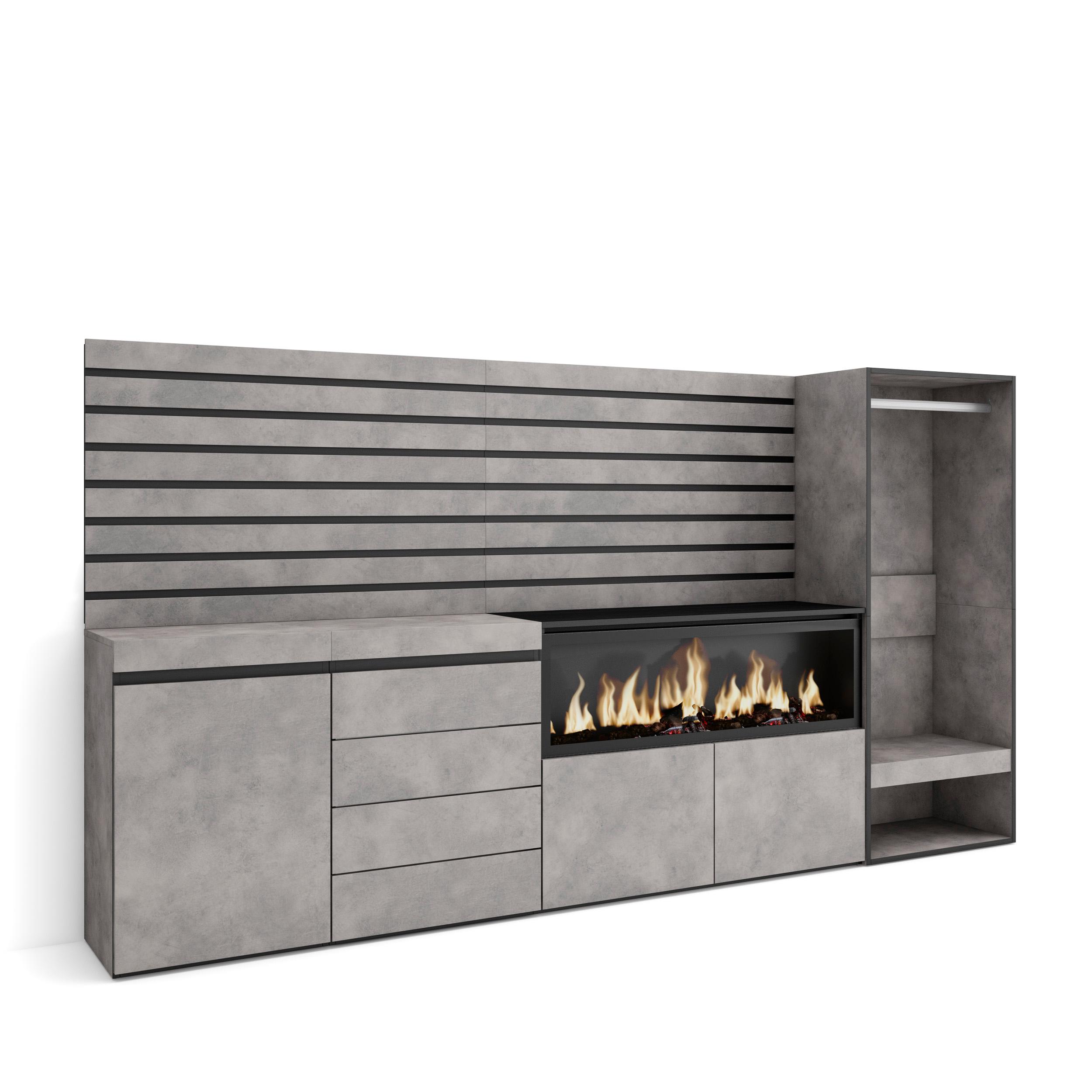 Aparador, 274cm, chimenea eléctrica xxl, cómoda, cajonera, vestidor rf3393
