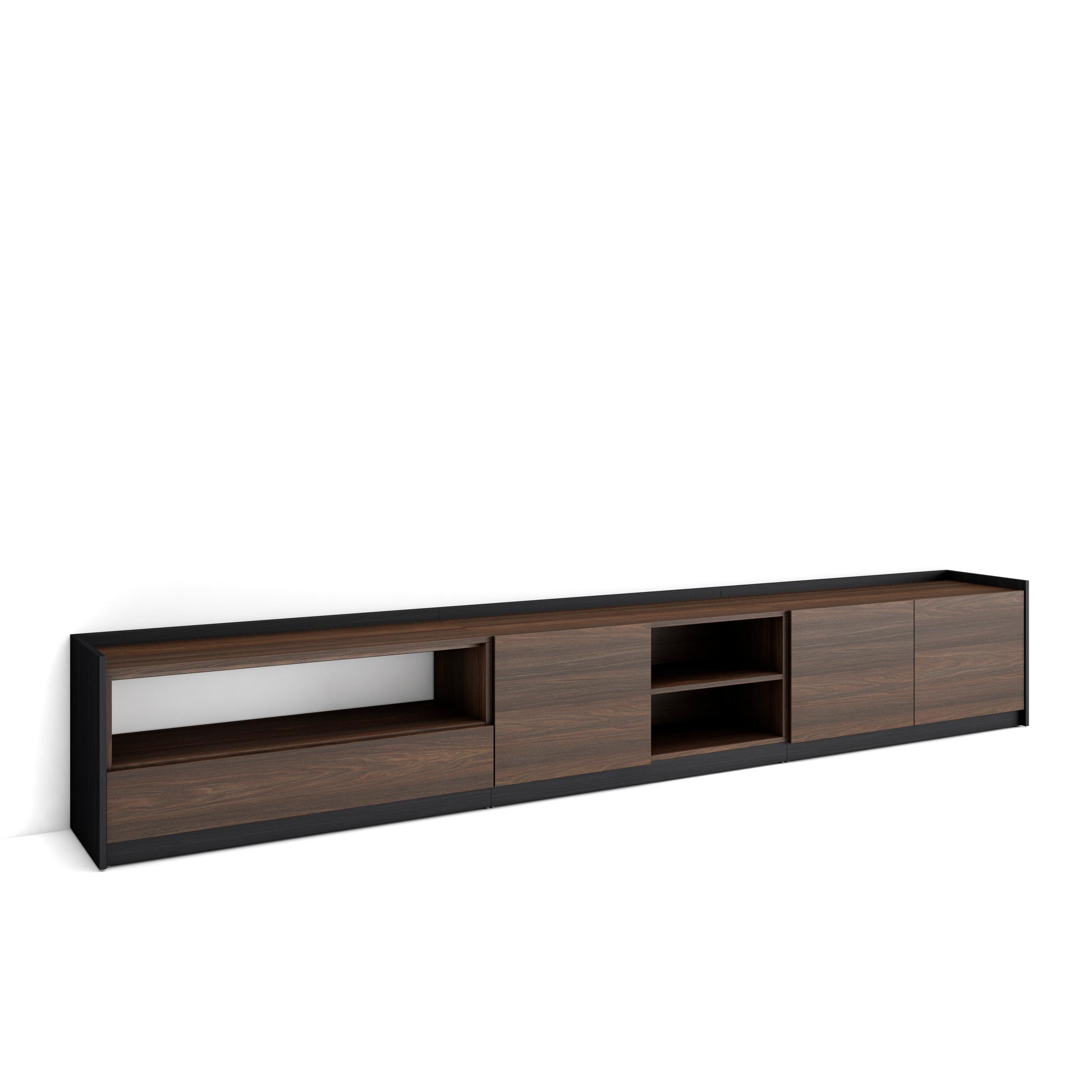 Mueble tv, 310x50x37cm, roble oscuro y negro rf4338