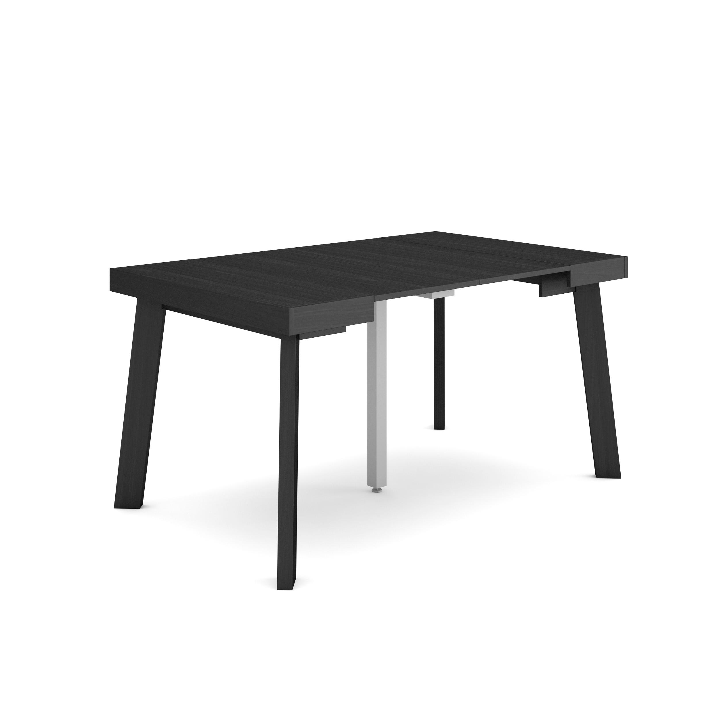 Mesa consola extensible, 140x90x73cm, negro, patas de madera rf3038