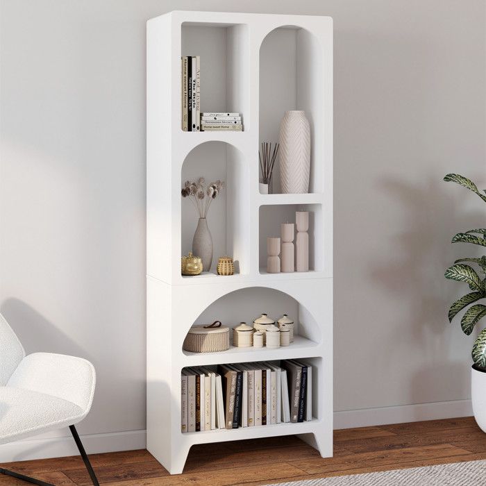 Estanteria biblioteca blanca 6 nichos - 60x30x160 cm