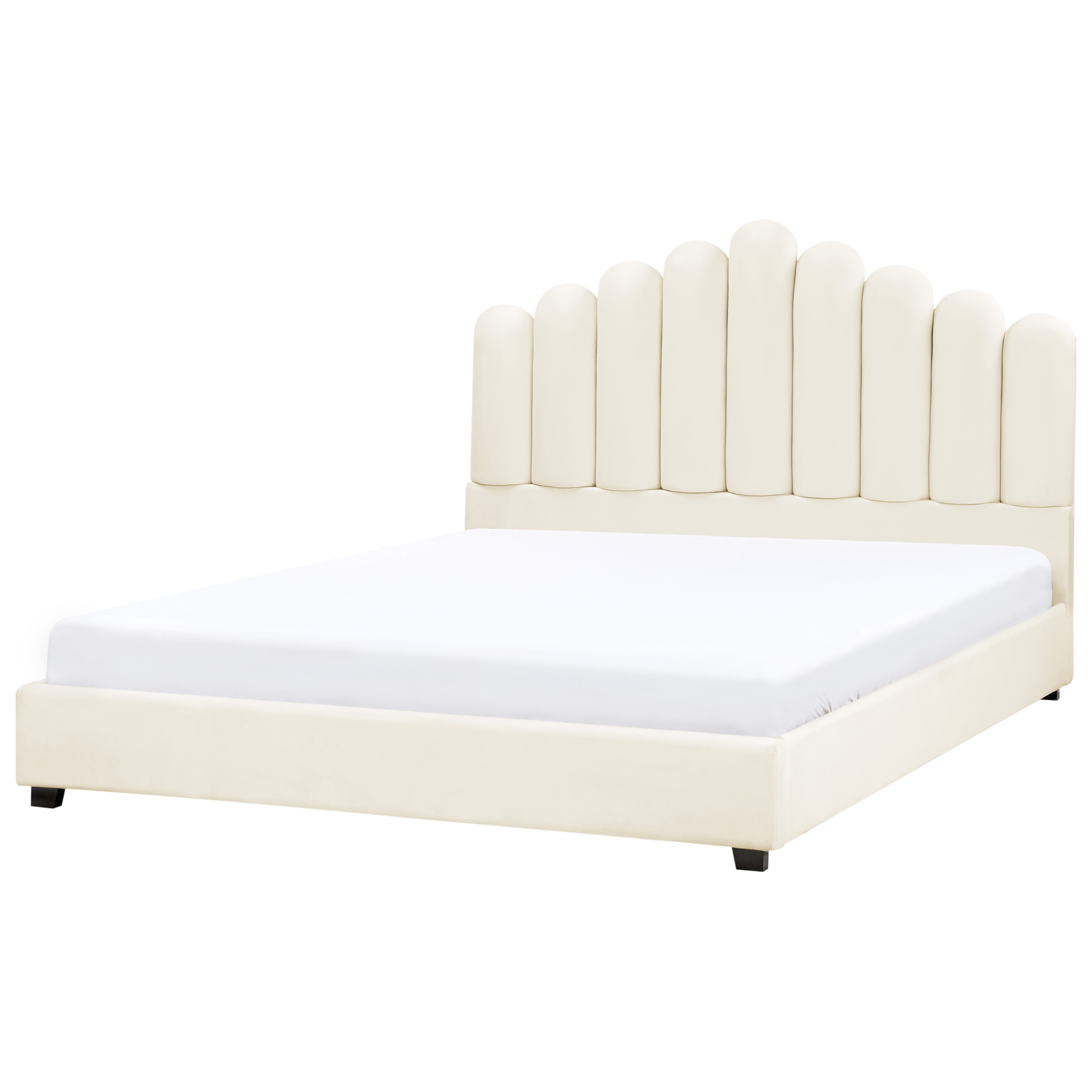 Cama terciopelo vincennes 180 x 200 cm blanco crema