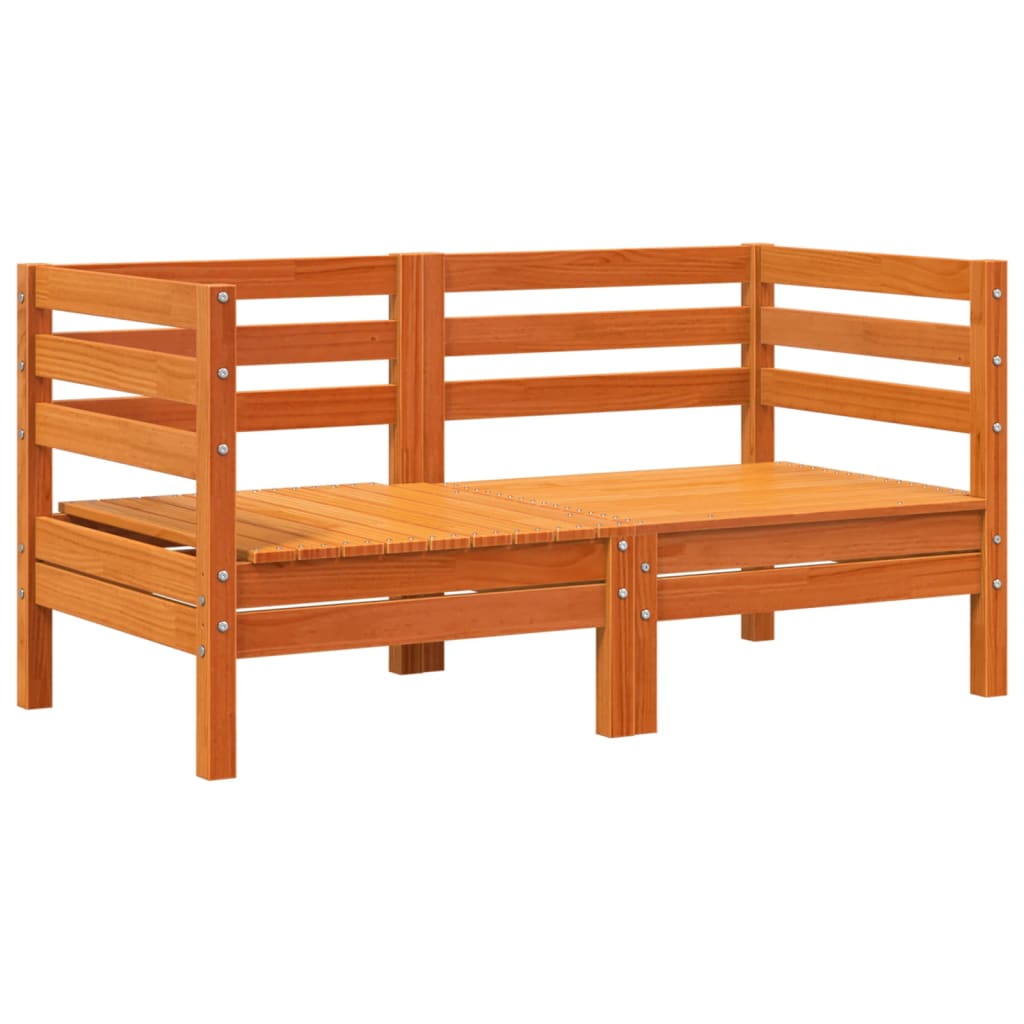 vidaXL sofás de esquina de jardín 2 uds madera maciza pino marrón cera