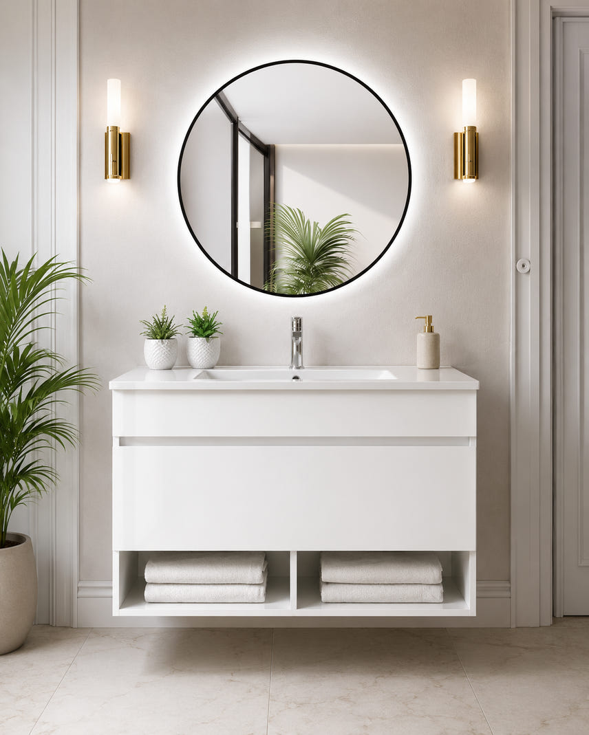 Mueble de baño con lavabo nebari sin espejo 120x45 cm 1 seno blanco