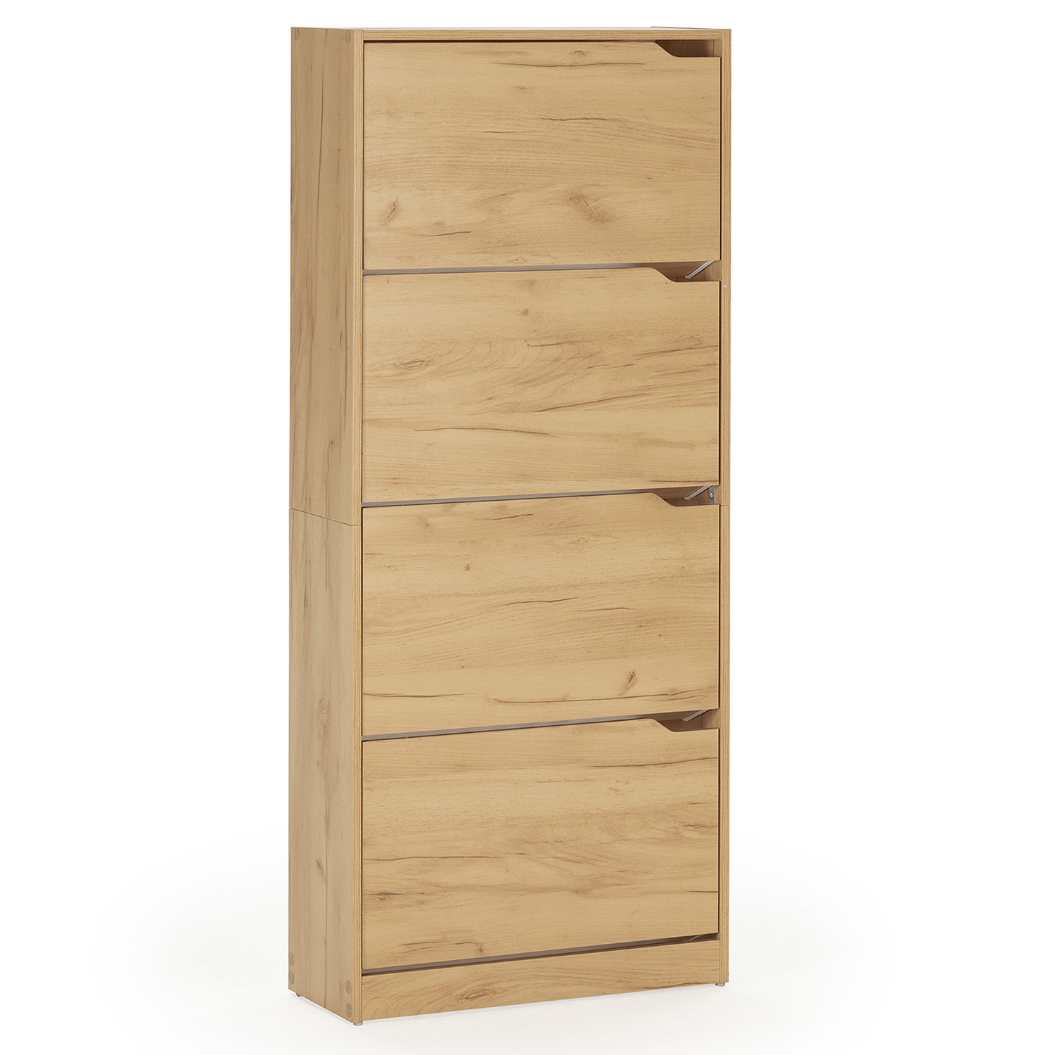 Mueble zapatero ángel 4 puertas color roble claro, para 24 pares