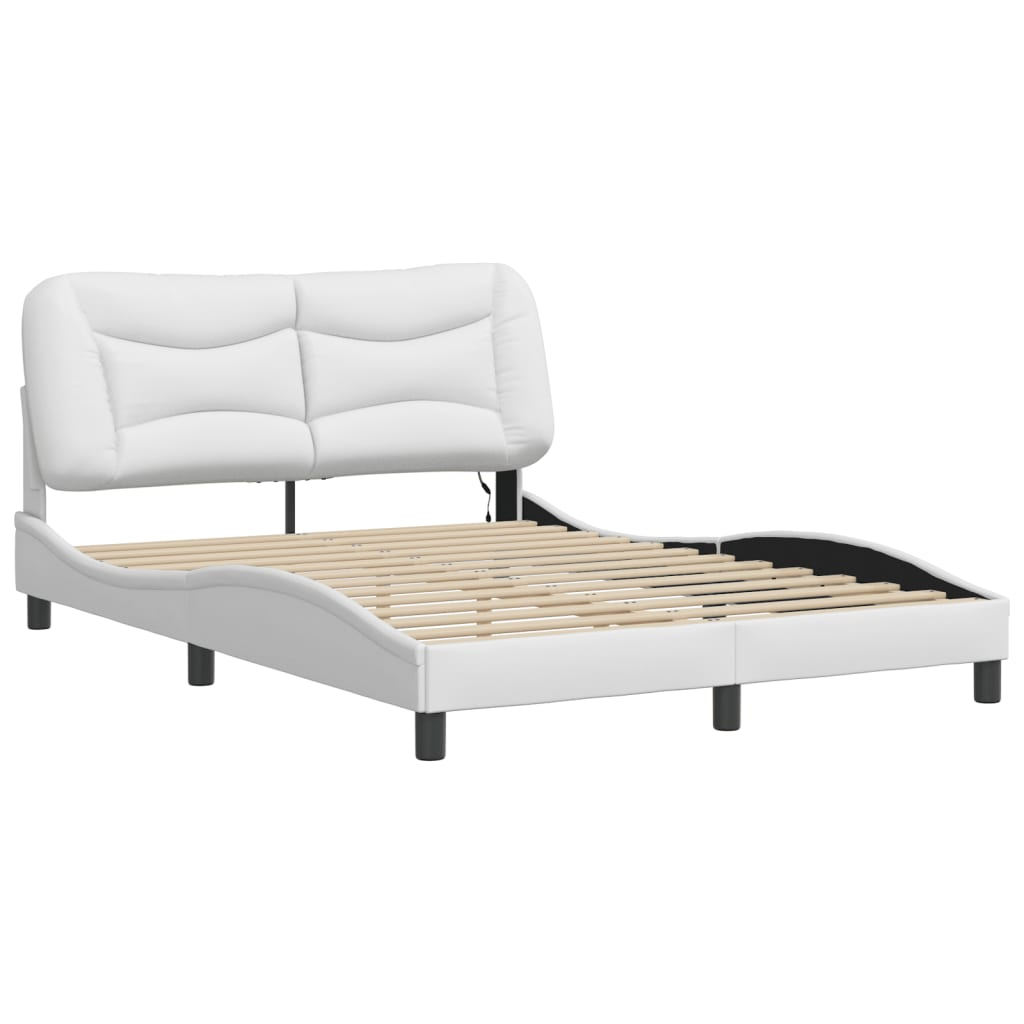 vidaXL estructura de cama con LED sin colchón hvar blanco 140x190 cm